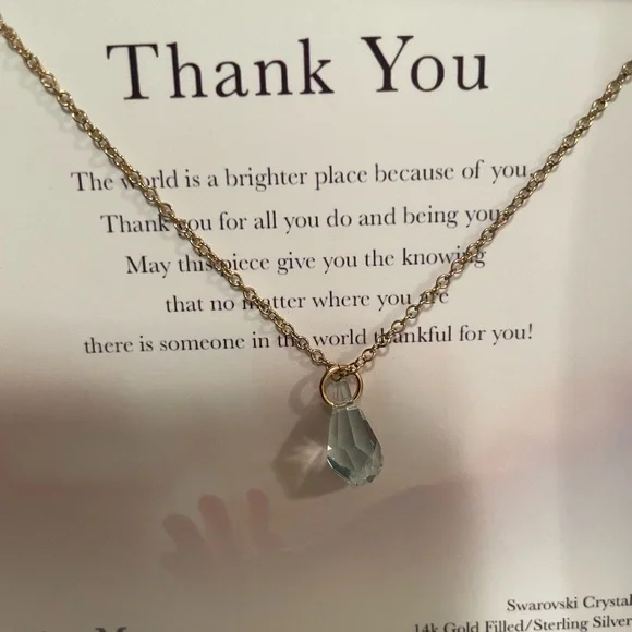 MaeMae Swarovski Crystal 14k gold filled and sterling 16-18” necklace. NWT - Picture 4 of 4